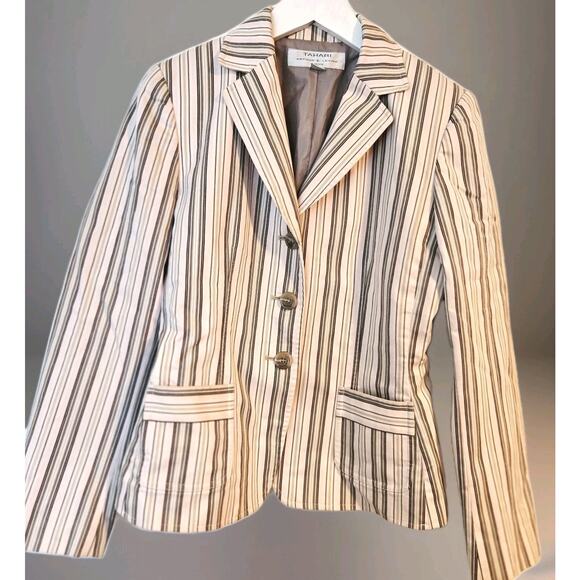 Tahari Womens Striped Blazer Size‎ 6P Jacket Workwear Office Meeting Corporate - Picture 1 of 6